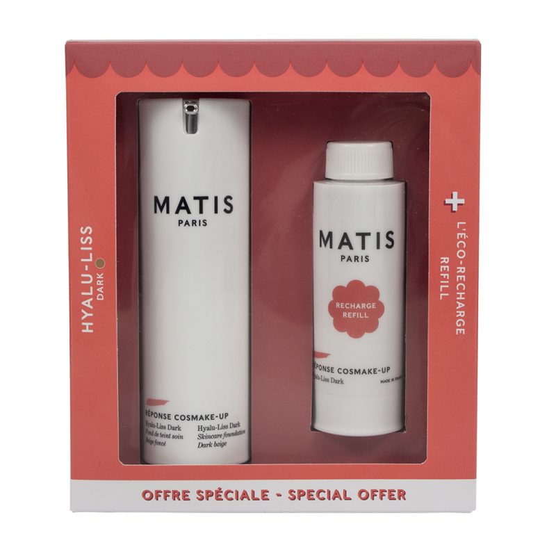 SET HYALU-LISS DARK + REFILL, FOUNDATION-ΟΡΟΣ ΛΕΙΑΝΣΗΣ & ΤΟΝΩΣΗΣ ΣΚΟΥΡΑ ΑΠΟΧΡΩΣΗ ME ΑΝΤΑΛΛΑΚΤΙΚΟ, 30 +30ML - MATIS PARIS REPONSE COSMAKE UP