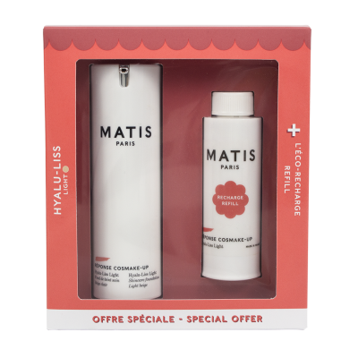SET HYALU-LISS LIGHT + REFILL, FOUNDATION-ΟΡΟΣ ΛΕΙΑΝΣΗΣ & ΤΟΝΩΣΗΣ ΕΛΑΦΡΙΑ ΑΠΟΧΡΩΣΗ ME ΑΝΤΑΛΛΑΚΤΙΚΟ, 30 +30ML - MATIS PARIS REPONSE COSMAKE UP