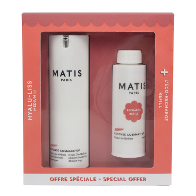 SET HYALU-LISS MEDIUM + REFILL, FOUNDATION-ΟΡΟΣ ΛΕΙΑΝΣΗΣ & ΤΟΝΩΣΗΣ ΜΕΣΑΙΑ ΑΠΟΧΡΩΣΗ ME ΑΝΤΑΛΛΑΚΤΙΚΟ, 30 +30ML - MATIS PARIS REPONSE COSMAKE UP