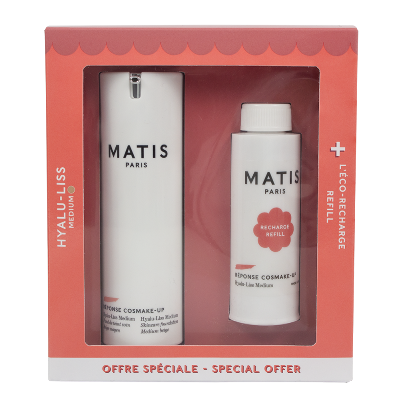 SET HYALU-LISS MEDIUM + REFILL, FOUNDATION-ΟΡΟΣ ΛΕΙΑΝΣΗΣ & ΤΟΝΩΣΗΣ ΜΕΣΑΙΑ ΑΠΟΧΡΩΣΗ ME ΑΝΤΑΛΛΑΚΤΙΚΟ, 30 +30ML - MATIS PARIS REPONSE COSMAKE UP